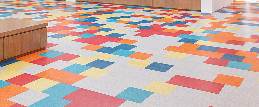 install new flooring - rubber can be designed in bold colors
